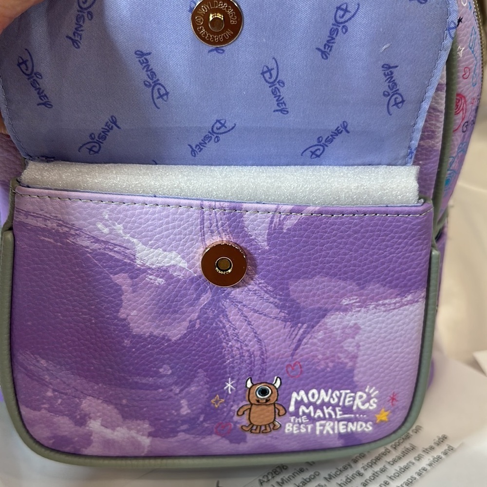 Wonda Pop Disney Pixar Monsters 11” mini backpack Peek-A-Boo Vegan Leather - Picture 10 of 11